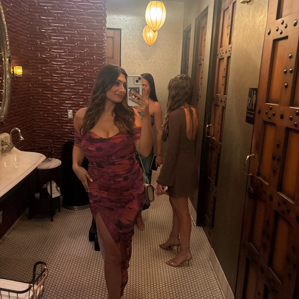 Hello Molly Pink and Purple Asymmetrical Ruched Dress